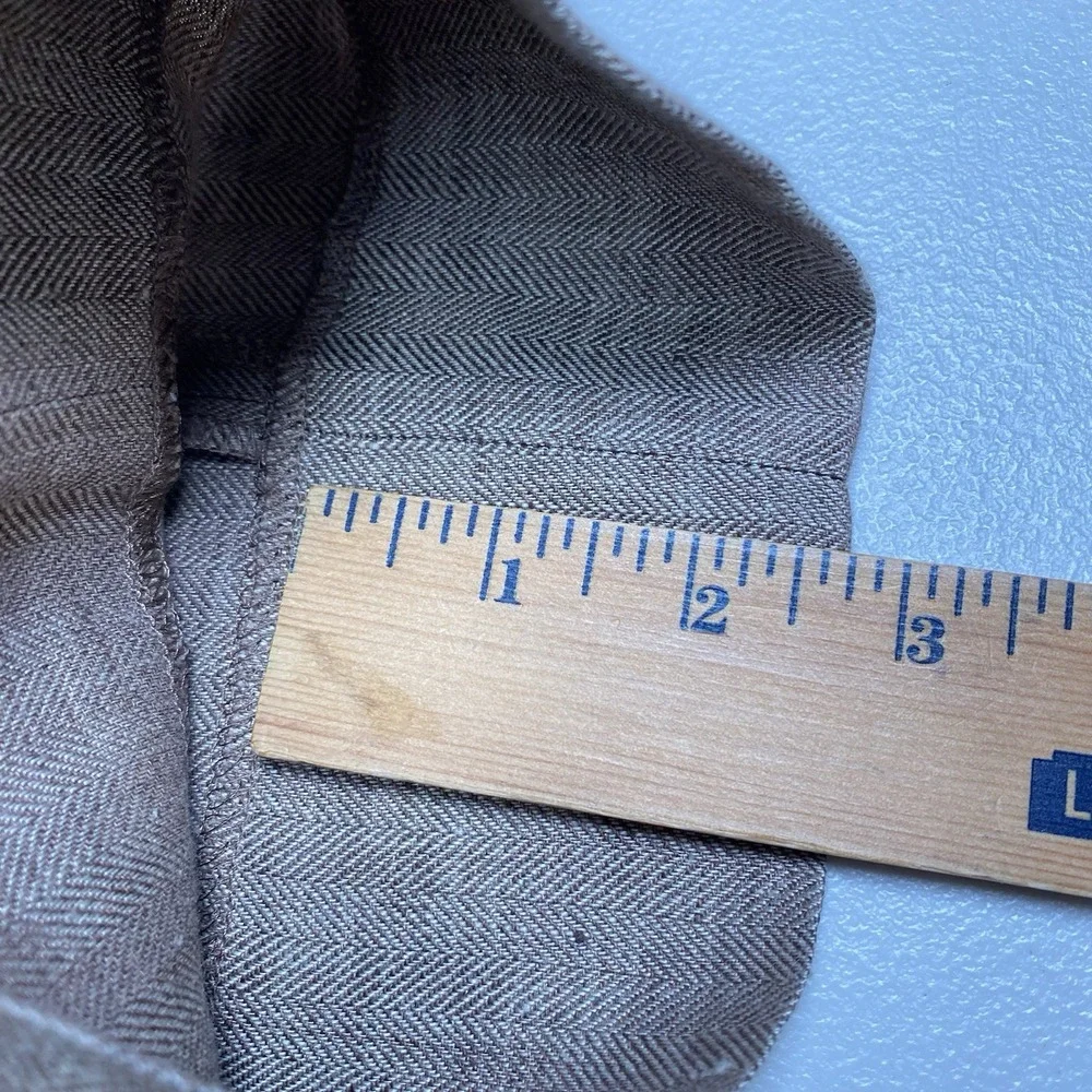 Brooks Brothers Classic Linen Pants Solbiati Nobel (36x32) Brown Herringbone